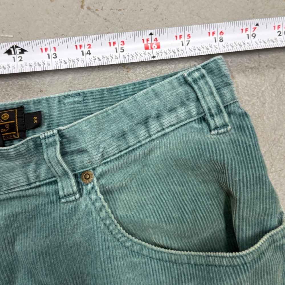 Vintage Eddie Bauer Corduroy Pants Teal Green Straight Leg Cotton 36 x 30 - Picture 5 of 7